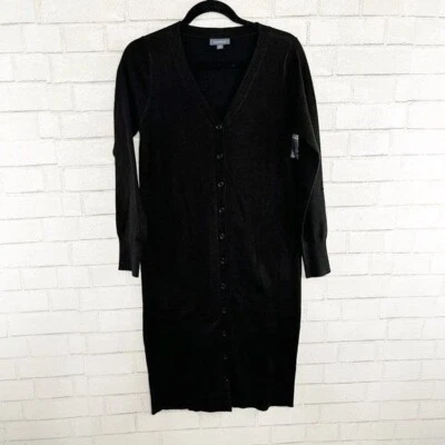 Modcloth Black Long Sleeve Button Front Long Dress/Cardigan Women's Size Medium - Image 1 of 4