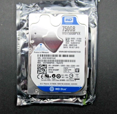 Genuine OEM WD / Western Digital WD7500BPVX-75JC3T0 750GB Hard Drive *NOS* - Image 1 of 3