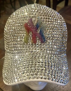 Nueva York Multicolor Blingy Sombrero Blanco Plata Estrás Gorra Deportiva Gorra Snapback - Imagen 1 de 17