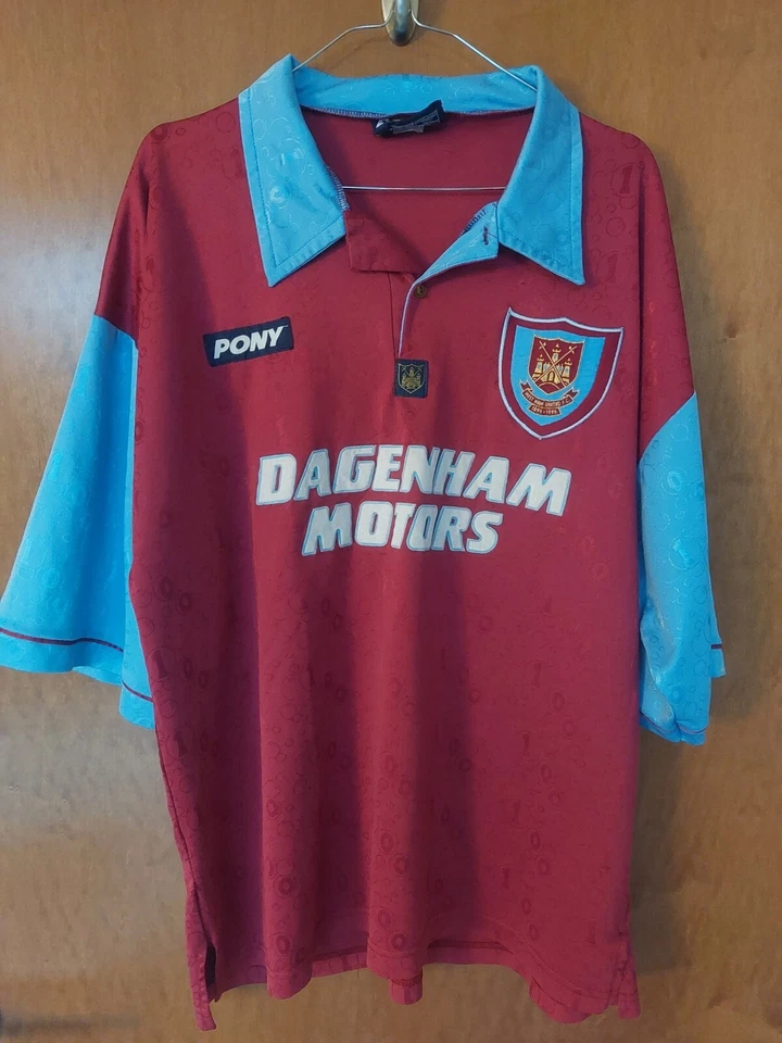 Pony West Ham United 1995/96 Men's Size XL Home Centenary Football Soccer Kit - Image 1 of 4