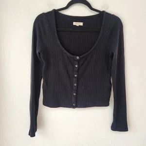 Madewell Rippstrick Cardigan Pullover Crop Top Cropped Langarmshirt M - Bild 1 von 7