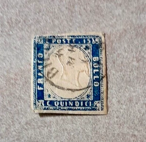 1863 FRANCOBOLLO 15 CENTESIMI VITT, EMANU. II° TIPO DI SARDEGNA - Foto 1 di 1