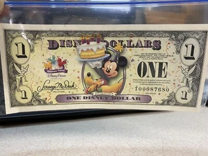 Disney Dollars $1 ~ Mickey Mouse / Pluto ~ 2009 ~ Birthday Cake Celebrate You - Picture 1 of 2