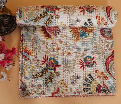Bohemian soft printed quilt Mukut print cotton blankets lightweight comforter. - Image 1 of 4