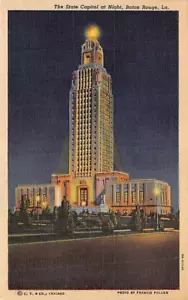 Postal LA: State Capitol Building, Baton Rouge, Louisiana, lino vintage - Imagen 1 de 2