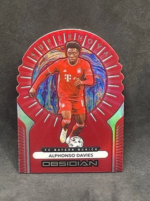 2020-21 Panini Obsidian Asia #3 Alphonso Davies Red Flood /28 Supernova Bayern - Image 1 of 2