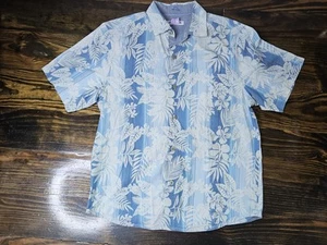 Tommy Bahama Bluewater Stripe Camp Shirt Men's Medium Hawaiian Button Up Ss - Picture 1 of 7