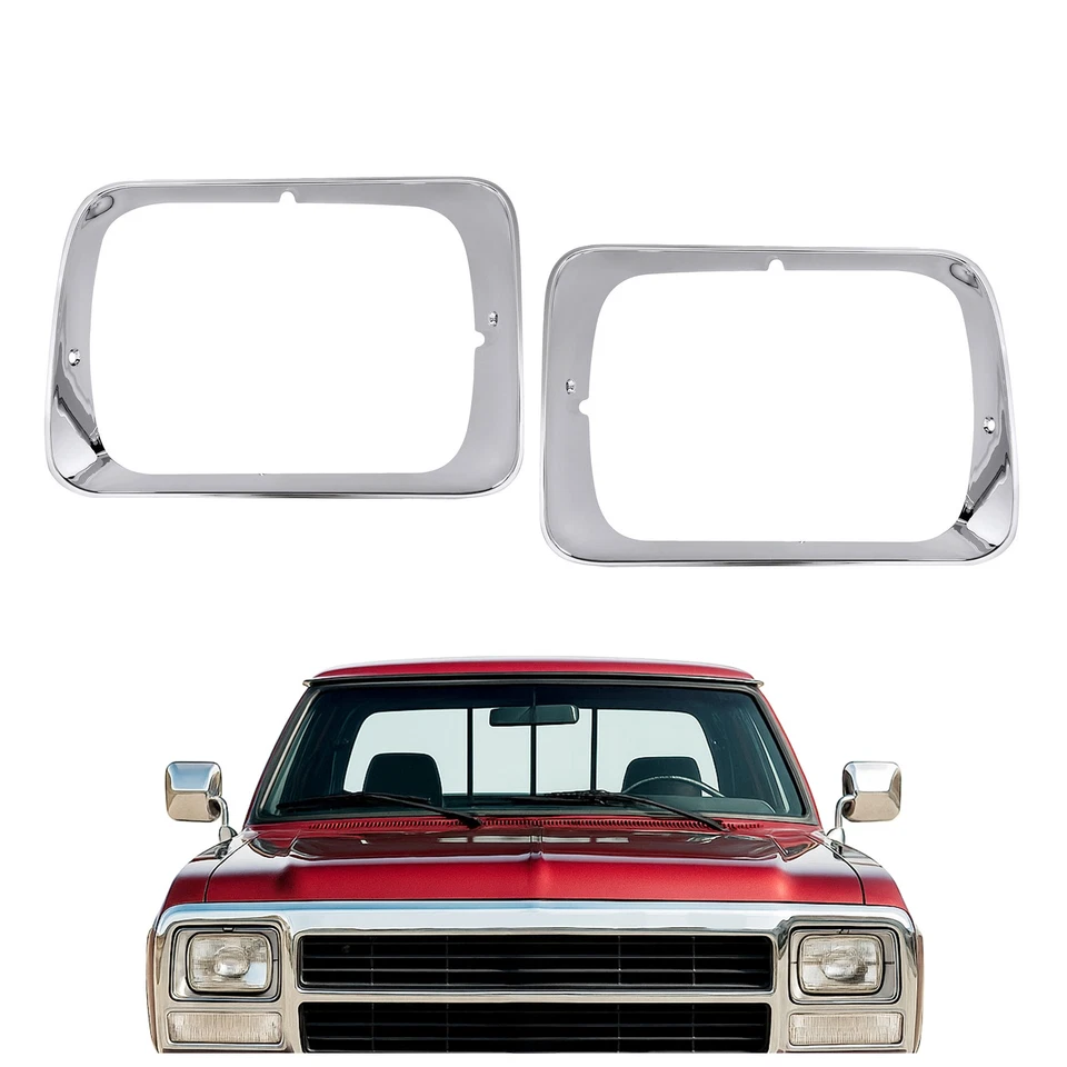 Par de molduras de bisel de puerta de faros para Dodge D150 D250 D350 Ramcharger 1992 1993 Foto 1 de 4