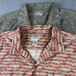 L.L.Bean Shirt Lot Mens Large Traditional Fit Camp Hawaiian Aloha Print 2 Pack - Picture 1 of 12