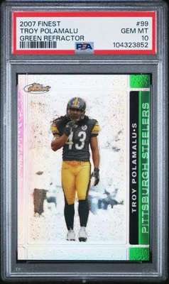 2007 Topps Finest Green Refractor /199 Troy Polamalu #99 HOF Steelers POP 4 🎆 - Image 1 of 2
