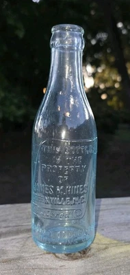Botella de Coca Cola James M. Hines cara recta rara - Greenville NC - azul helado Foto 1 de 4