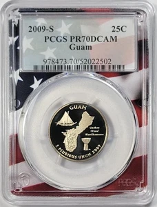 2009-S Clad Quarter - Guam - PCGS PR70DCAM - U.S.A. Flag Label - Picture 1 of 2