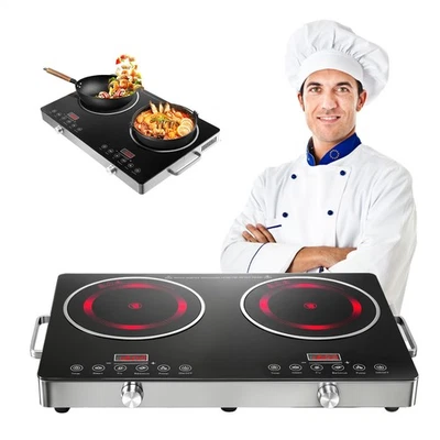 DENOTIP Kochplatte Doppelkochplatte Glaskeramik Infrarot Herdplatte Kochfeld Elektrisch