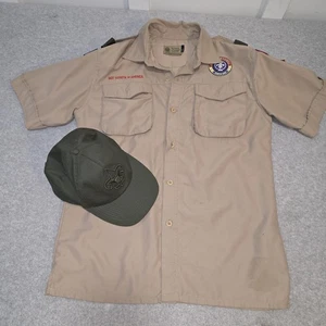 Camicia Boy Scouts of America BSA Youth Tan X-Large XL ventilata con cappello berretto  - Foto 1 di 10