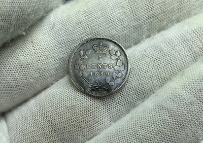 Canada 5 Cents 1880 H Silver Coin KM#2 Bent F228 - Image 1 of 2