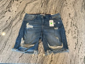 Neu mit Etikett Ms Cello abgeschnittene Damenshorts 2X blau Denim Bermuda abgenutzt - Bild 1 von 8