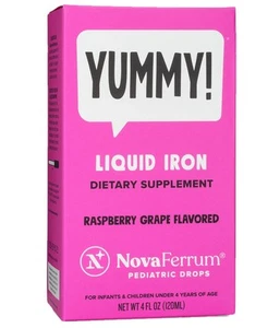 NovaFerrum Pediatric Drops Liquid Iron Raspberry Grape Flavored 15 mg 6 Ounce - Picture 1 of 7