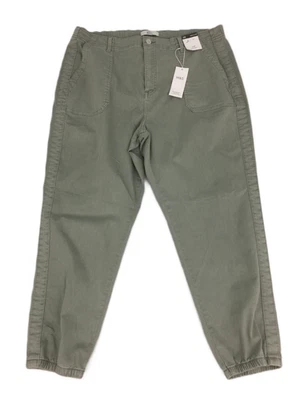 M&S Women's Trousers Soft Green Slim Cotton Stretch Cuffed Patch Pockets New F1 - Image 1 of 4