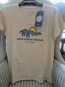 NWT!.. LIFE IS GOOD SS WOMENS  CRUSHER  V-TEE.."HERE COMES THE SUN"...(S) - Picture 1 of 3