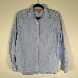 Joe Fresh Shirt Women’s Small Blue White Striped Button Up Long Sleeves Blouse - Picture 1 of 8