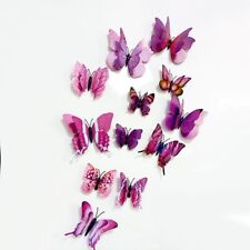 Autocollants papillon 3D colorés 12 pièces autocollants muraux pour une décor