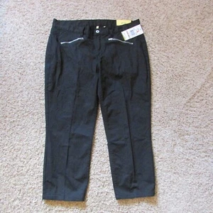 NWT Grisbi Slim Leg Capri Crop Pants Black 12 Zip Pockets Stretch - Picture 1 of 2