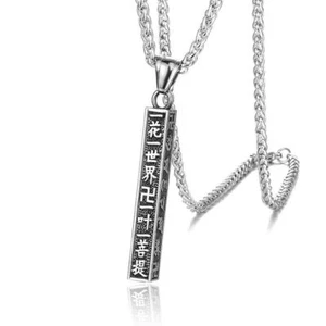 Männer Frauen Buddhist Glück Schutz Amulett Anhänger Halskette Edelstahl Geschenk - Bild 1 von 7