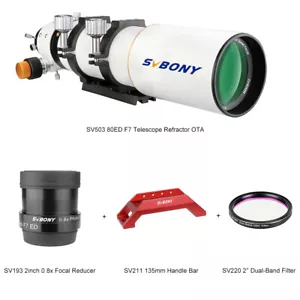 SVBONY SV503 80ED Telescope + 0.8x Focal Reducer + Handle Bar + Dual-Band Filter - Picture 1 of 17