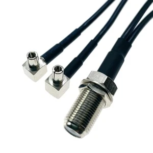 Y Type F Female jack To 2 x TS9 Male Right Angle Combined Pigtail Cable RG174 - Picture 1 of 7