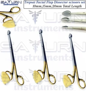 Trepsat Facial Flap dissector scissors set of 3pcs,10mm,15mm,20mm total length - Picture 1 of 4