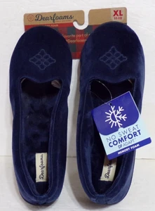 NEW Dearforms Memory Foam Womens Size XL 11-12 Blue Slippers No Sweat Comfort - Picture 1 of 4
