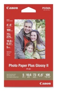 Canon Pixma-PP-201-4x6 photo paper plus glossy II-Unopened-100 sheets 5 star - Picture 1 of 8