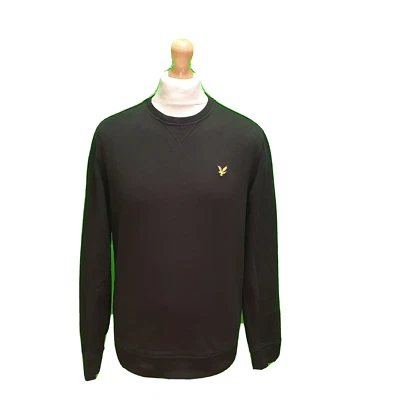 E12 Mens Lyle & Scott Black Crew Neck L/sleeve Sports Sweatshirt Uk S Eu 48 - Image 1 of 4