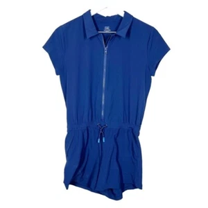 Athleta Girl Vacay All Day Navy Blue Short Sleeve Romper Size XL 14/16 Stretch - Picture 1 of 8