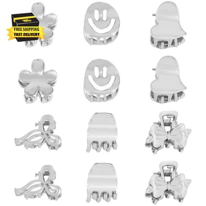 12 Pcs Small Hair Clips for Women, Silver Flower Hair Claw Clips Sturdy Mini Met - Picture 1 of 8