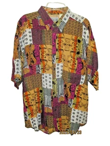 Vintage Men's Size XL Rayon Shirt City Streets - Picture 1 of 7