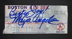 Autographed MAYA ANGELOU Ticket Stub - 4/30/97 - Boston Red Sox - Fenway Park - Picture 1 of 1
