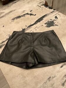 BN Primark  PLUS SIZES  Faux Leather Tiny silver stud embellished Shorts Size 18