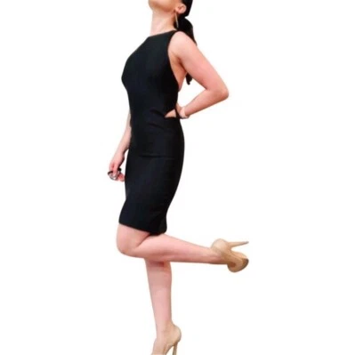 $1750 Zac Posen Black Cut Out Structured Fitted  Sheath Pencil Size 8, Fits 4-6 - Image 1 of 4