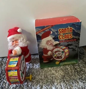 Vintage 10" Life Like Walking Santa Claus Drummer, mit Box, NUR MUSIK FUNKTIONIERT - Bild 1 von 7