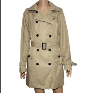 Michael Kors Women's Khaki Long Sleeve Cotton Blend Belted Trench Coat Size M - Picture 1 of 16
