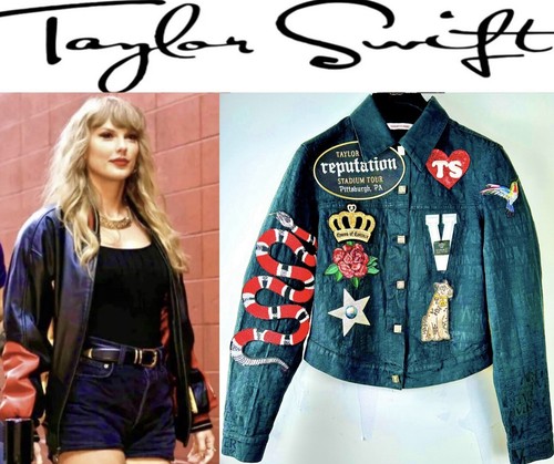 Giacca Versace Taylor Swift Reputation Ricevuta Patch Snake Denim 42 6 Merch S M