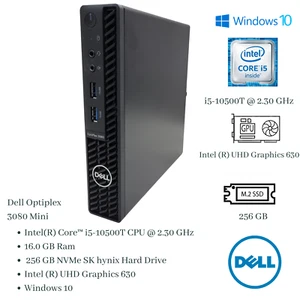 Dell Optiplex 3080 Mini Desktop Computer i5 10500T 2.3GHz 16GB RAM 256SSD ™ - Picture 1 of 15