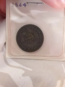 1864 2 Cent Piece Civil War Date - Bild 1 von 6