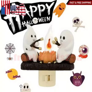Ghost Campfire Flickering Night Light Fire Marshmallow NightLight Halloween Gift - Picture 1 of 10