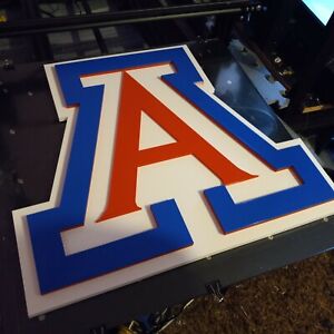 University of Arizona 3D Logo 12" 3D Printed Plastic Sign.