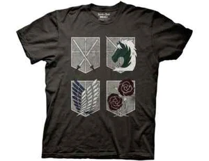 Attack on Titan 4 Shields Adult T-Shirt Size M - Picture 1 of 2