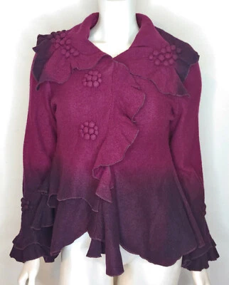 Chaqueta Ombre CoVelo Lana Fieltro NUEVA S Ciruela Púrpura Baya Magenta Foto 1 de 4