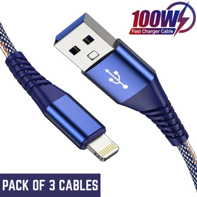 Fast Charging Cable For iPhone 11 12 13 14 USB Charging Lead Data Sync 1m 2m 3m - Image 1 of 4