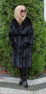 Abrigo de piel piel auténtica visón 100 % real Ranch Mink Coat Trench Fashion S - Imagen 1 de 16
